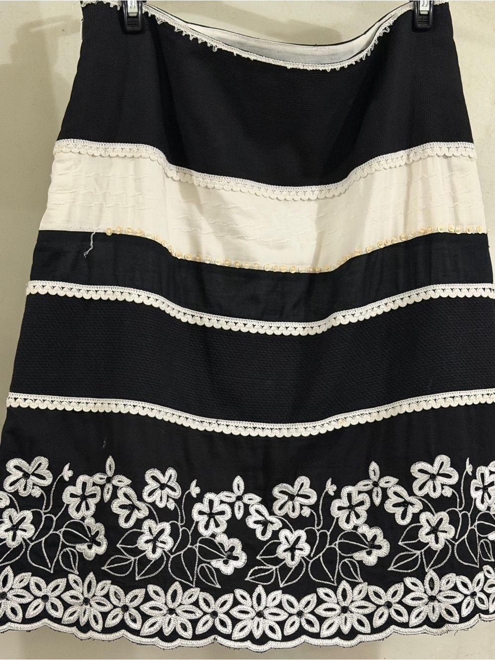 Etcetera Black and White Trim Cotton Skirt